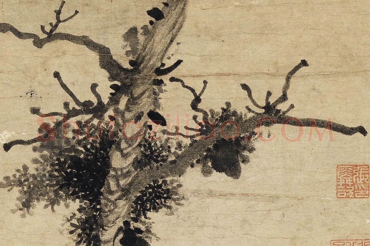 张舜咨《树石图》局部 (1)