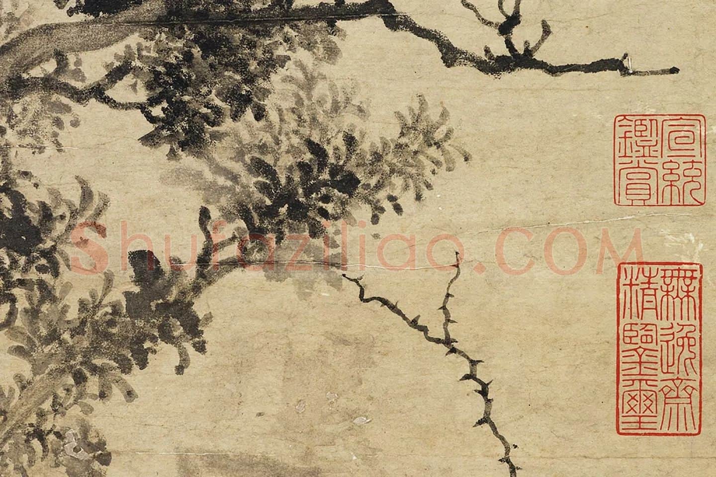 张舜咨《树石图》局部 (3)