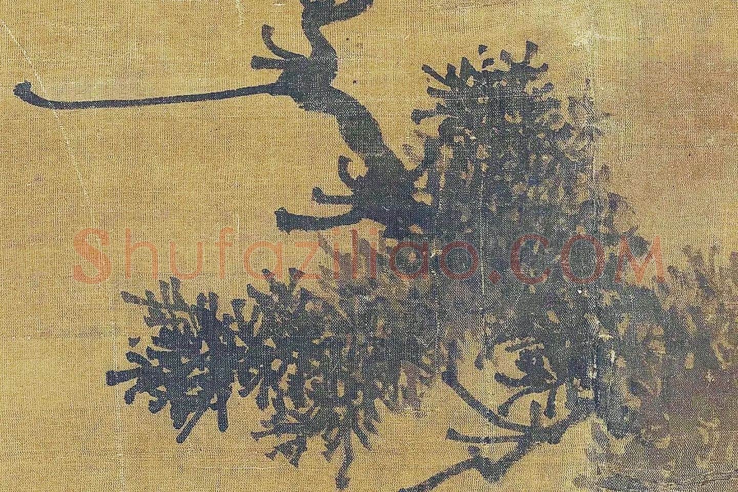 张舜咨山水画《古木飞泉图》高清大图局部 (7)