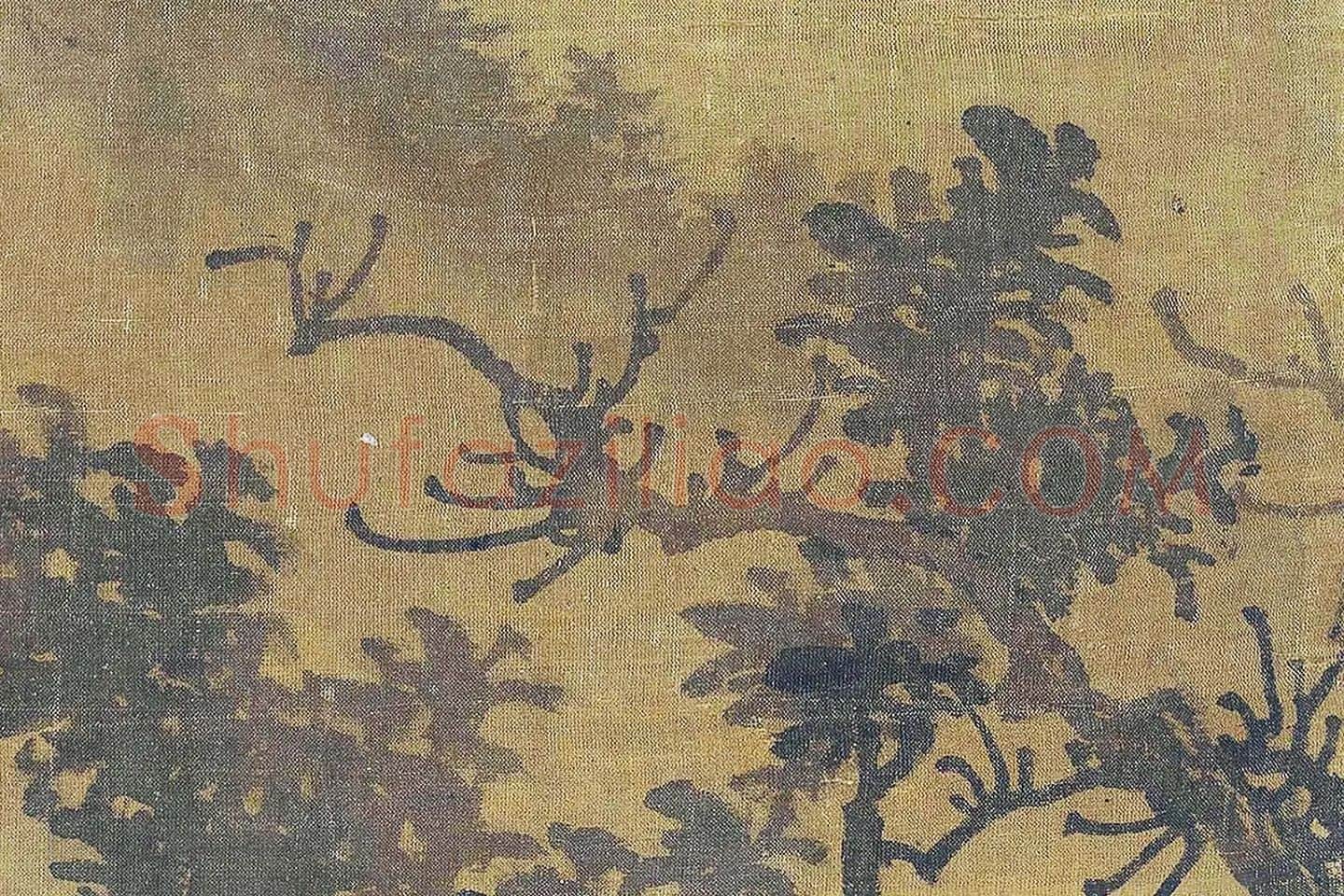 张舜咨山水画《古木飞泉图》高清大图局部 (9)
