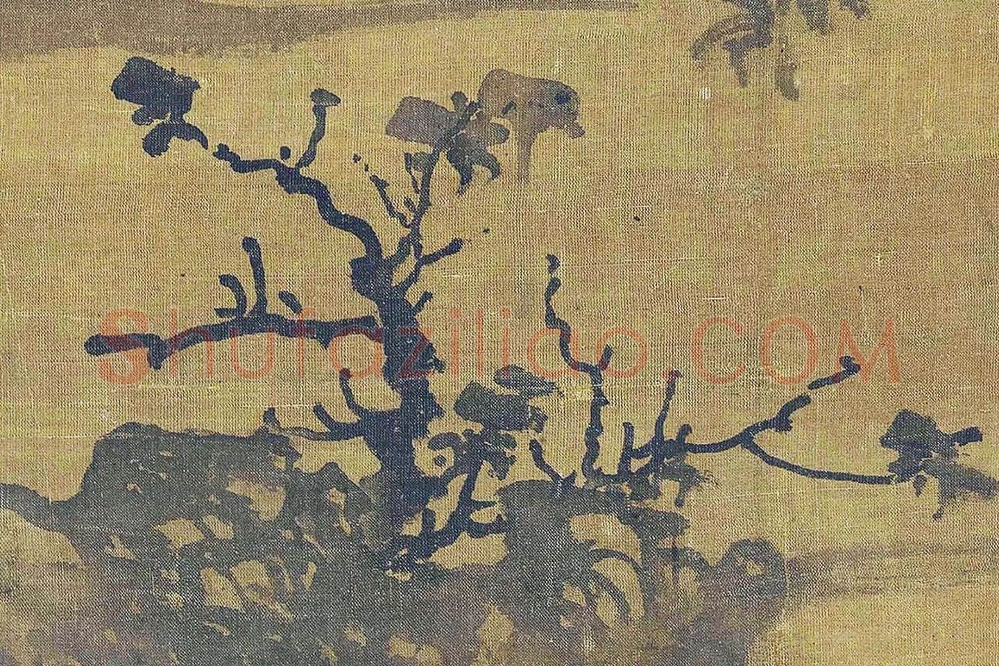 张舜咨山水画《古木飞泉图》高清大图局部 (10)