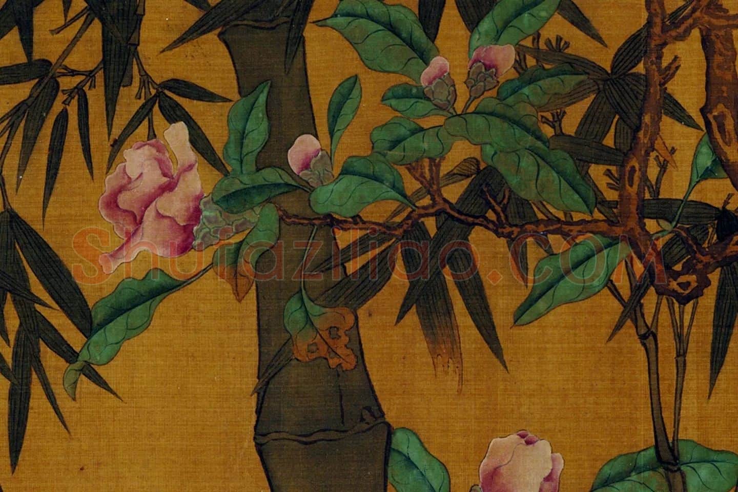 传黄筌花鸟画《翠竹仙禽图》局部 (3)