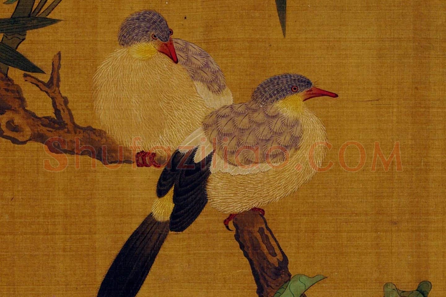 传黄筌花鸟画《翠竹仙禽图》局部 (4)