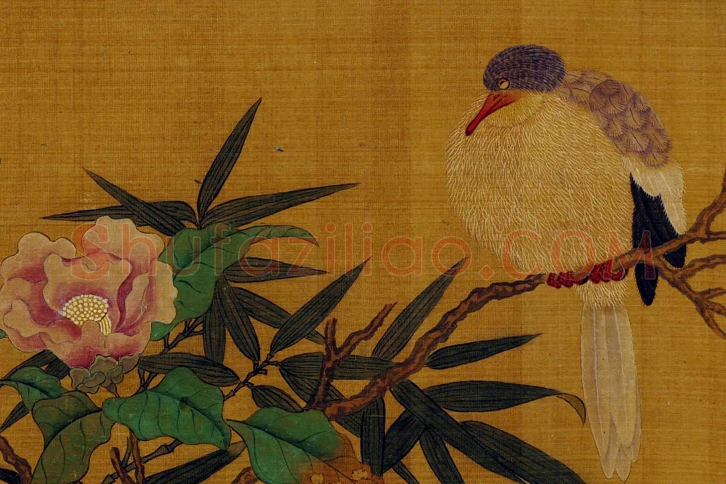 传黄筌花鸟画《翠竹仙禽图》局部 (5)