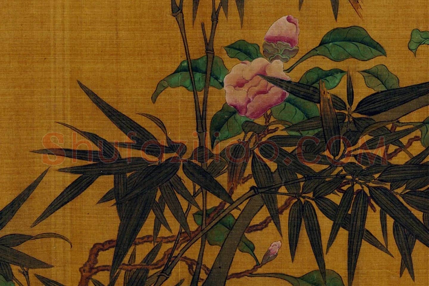 传黄筌花鸟画《翠竹仙禽图》局部 (9)