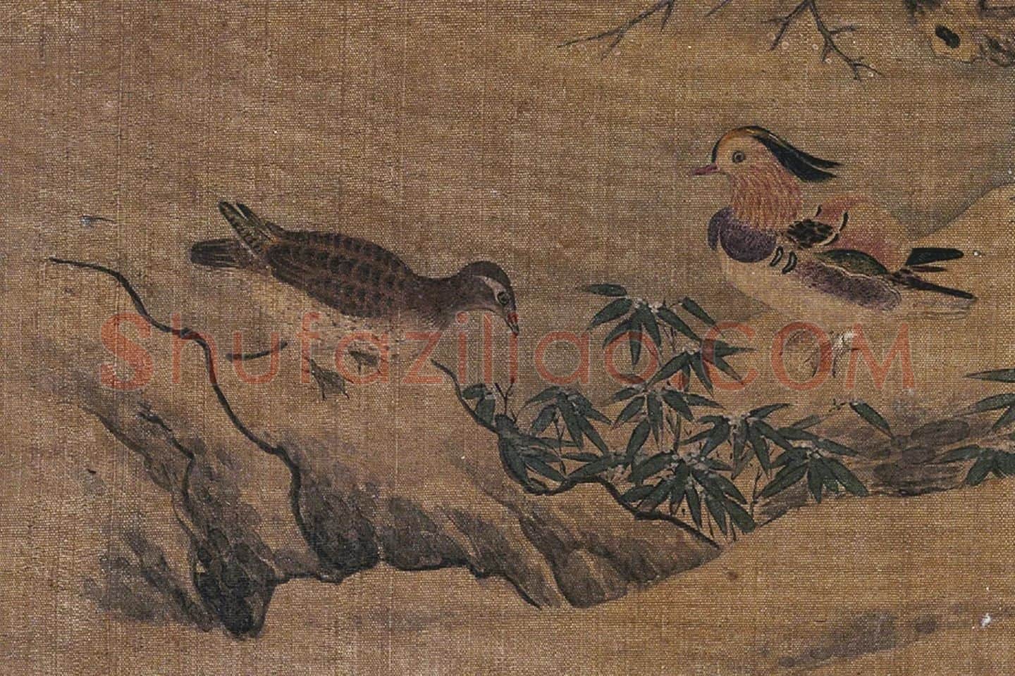 黄筌花鸟画《梅竹双春图》局部 (1)