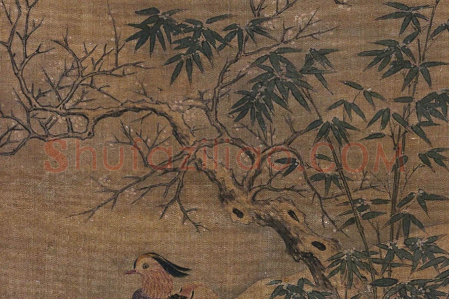 黄筌花鸟画《梅竹双春图》局部 (2)