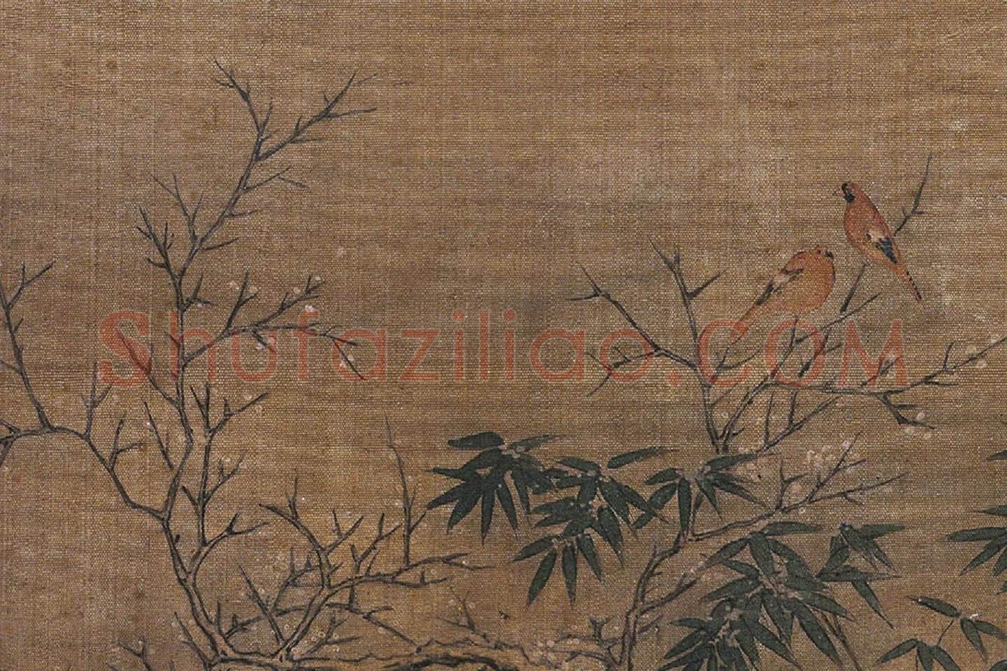 黄筌花鸟画《梅竹双春图》局部 (3)