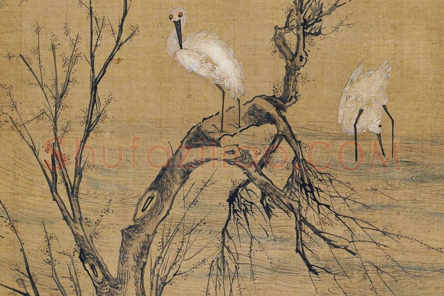 五代后蜀黄筌《临江鹭鸶图》局部 (1)