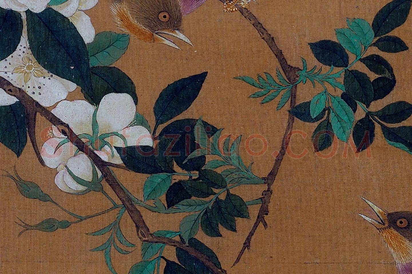 黄筌工笔花鸟画《花卉翎毛》局部 (4)