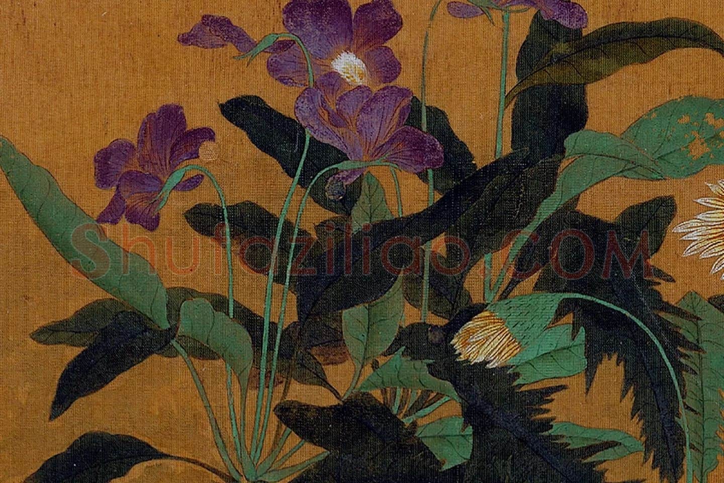 黄筌工笔花卉《荠菜蒲公英》局部 (3)