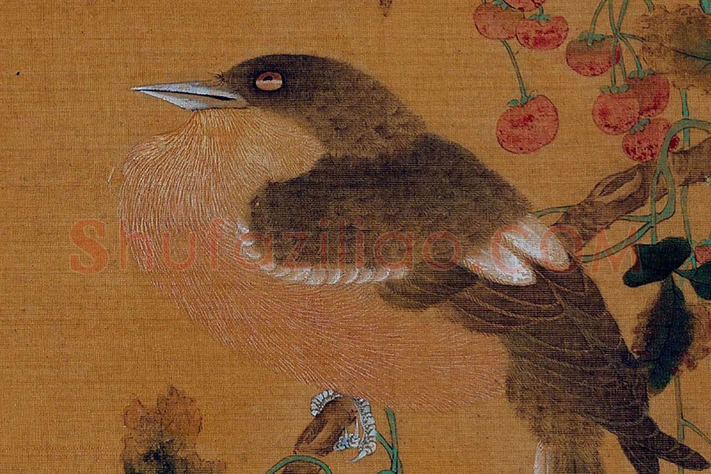 黄筌工笔花鸟《花卉翎毛》局部 (1)