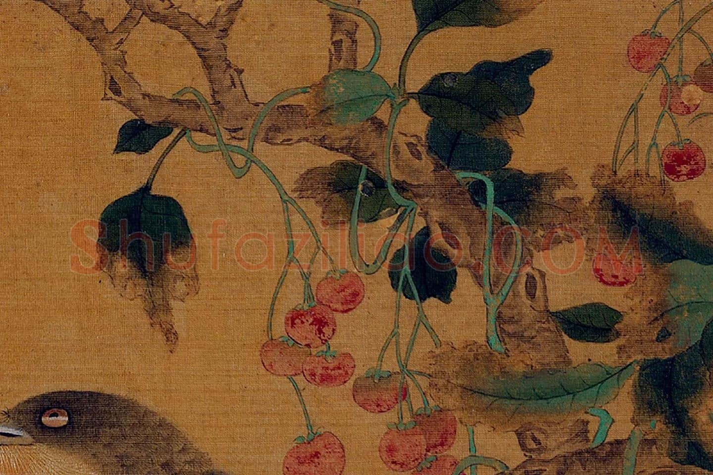 黄筌工笔花鸟《花卉翎毛》局部 (2)
