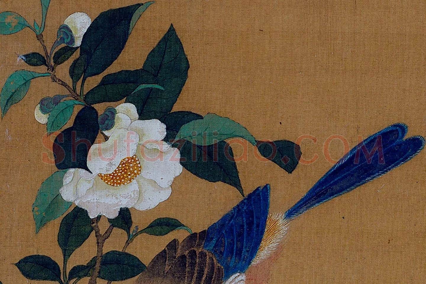 黄筌花鸟工笔《茶花翎毛》局部 (2)