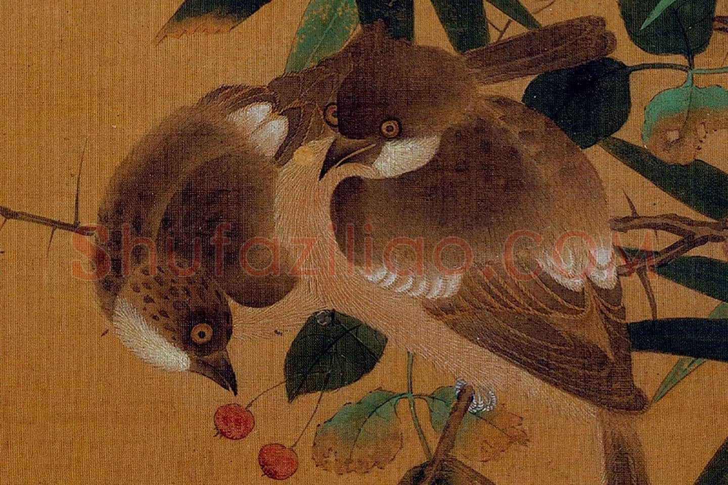 黄筌工笔花鸟画《竹枝翎毛》局部 (2)