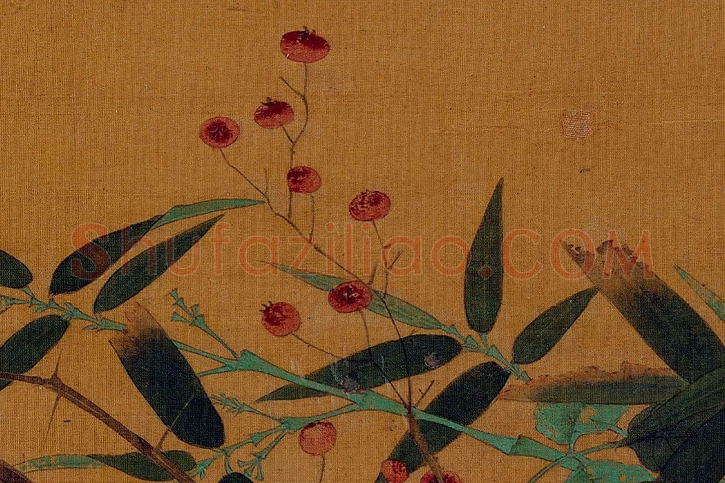 黄筌工笔花鸟画《竹枝翎毛》局部 (4)