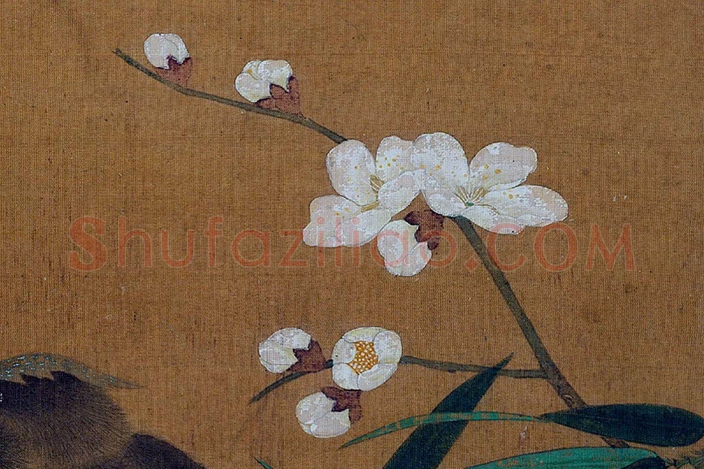 黄筌工笔花鸟画《梅竹翎毛》局部 (2)
