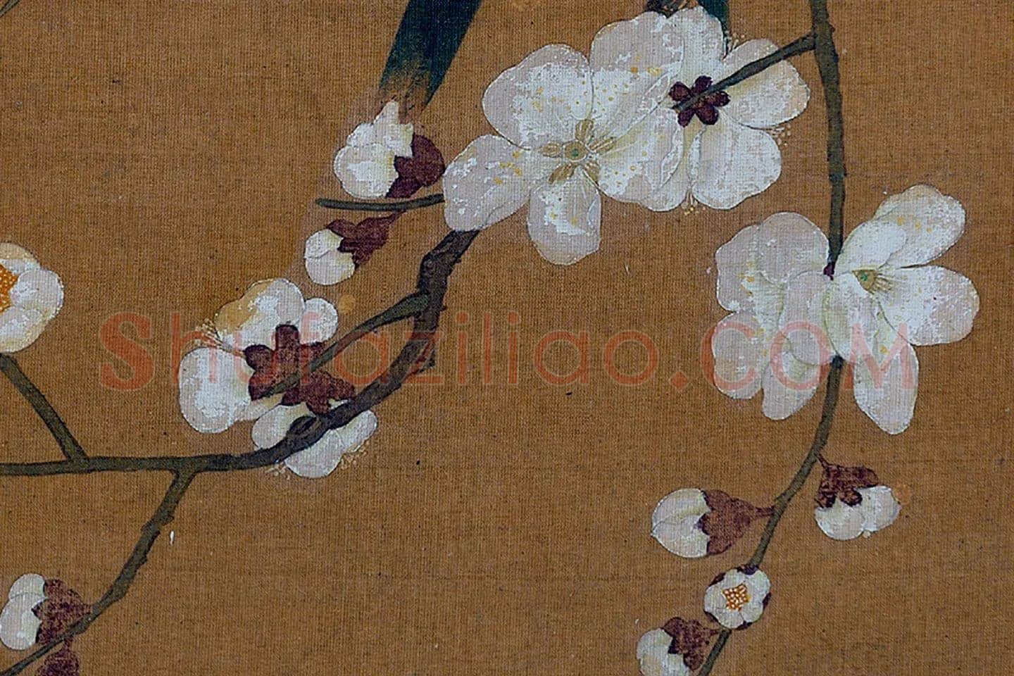 黄筌工笔花鸟画《梅竹翎毛》局部 (3)