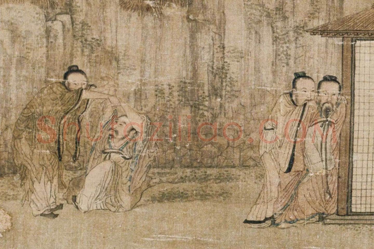 周文矩 (款)听琴图局部 (2)