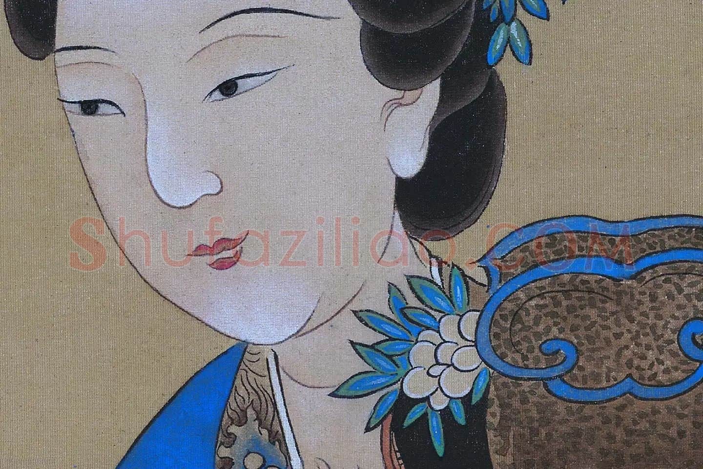 唐寅人物画《王蜀宫妓图》高清大图局部 (3)