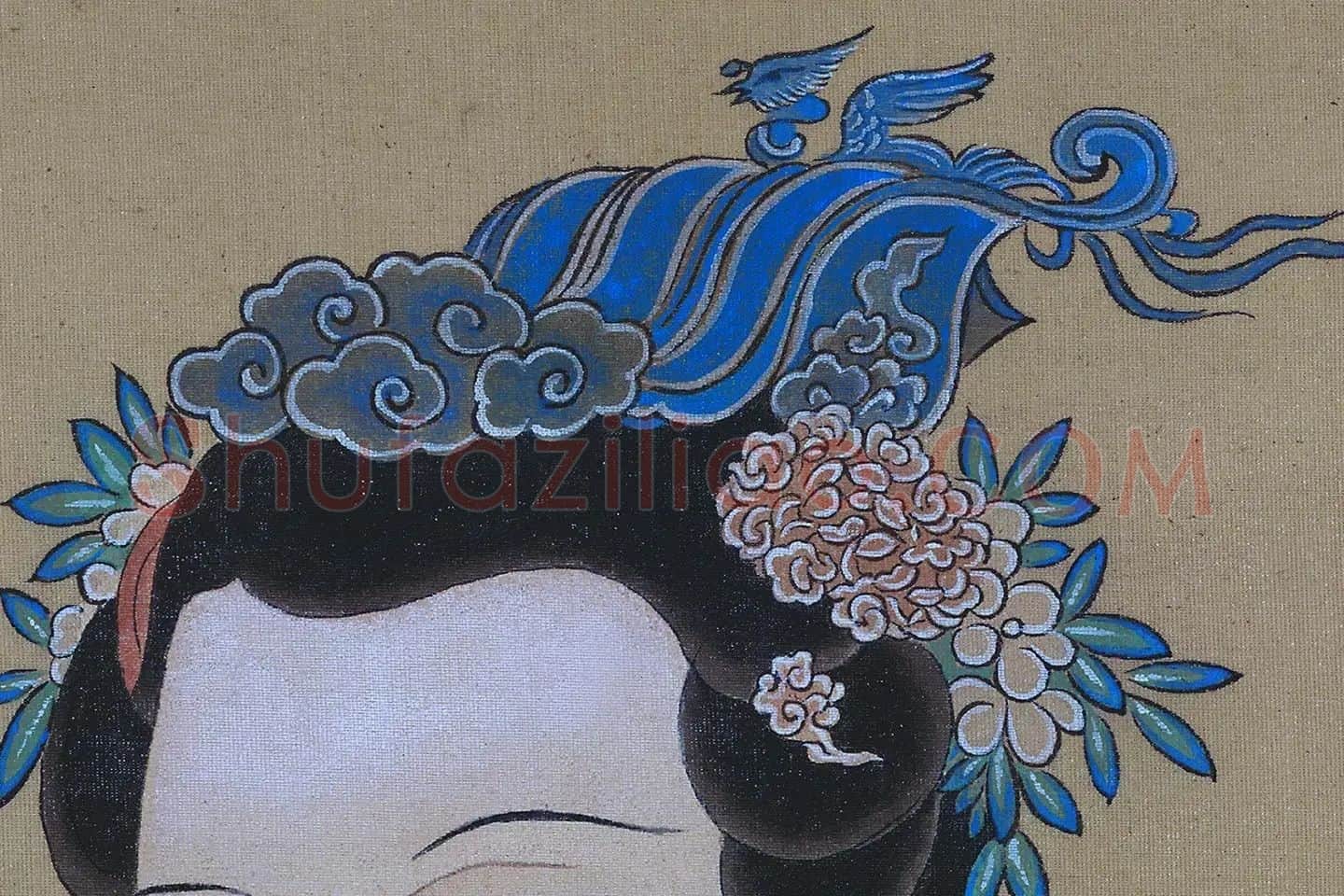 唐寅人物画《王蜀宫妓图》高清大图局部 (4)