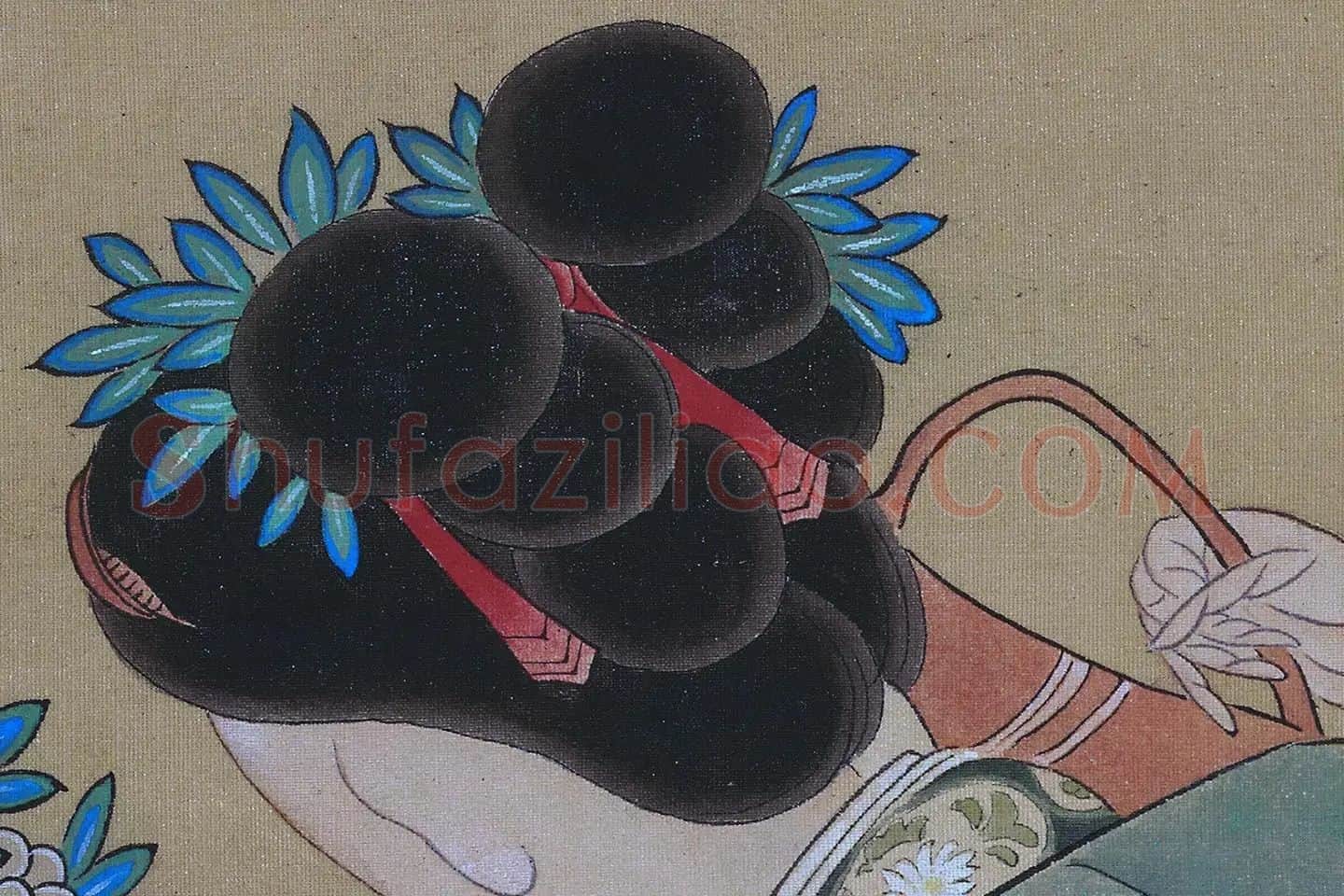 唐寅人物画《王蜀宫妓图》高清大图局部 (10)