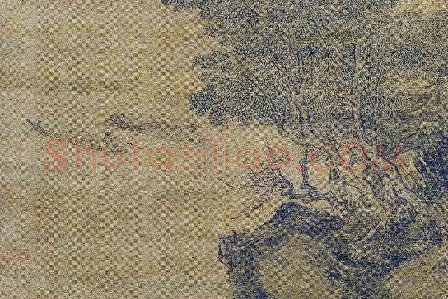 唐寅山水画《钱塘景物图》局部 (1)