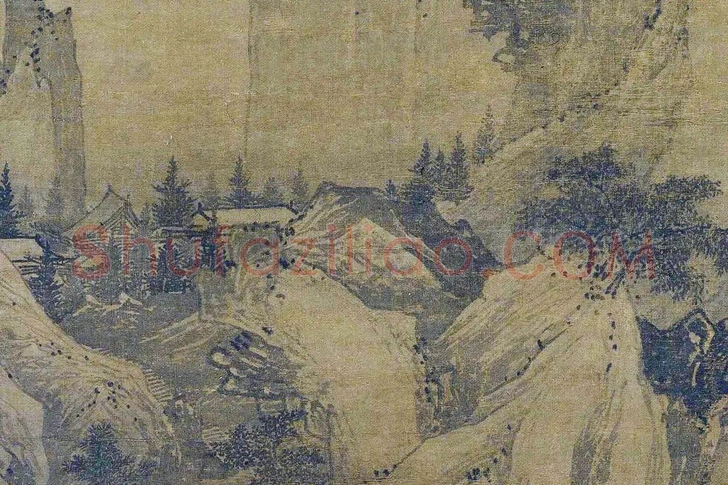 唐寅山水画《钱塘景物图》局部 (3)
