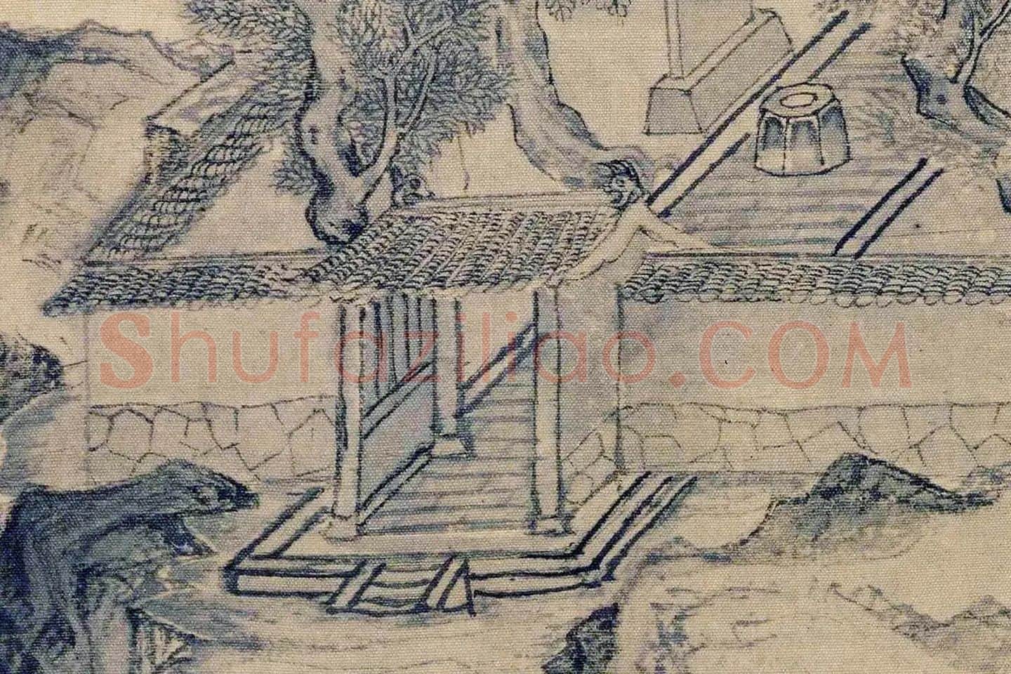 唐寅山水画《沛台实景图》局部 (1)