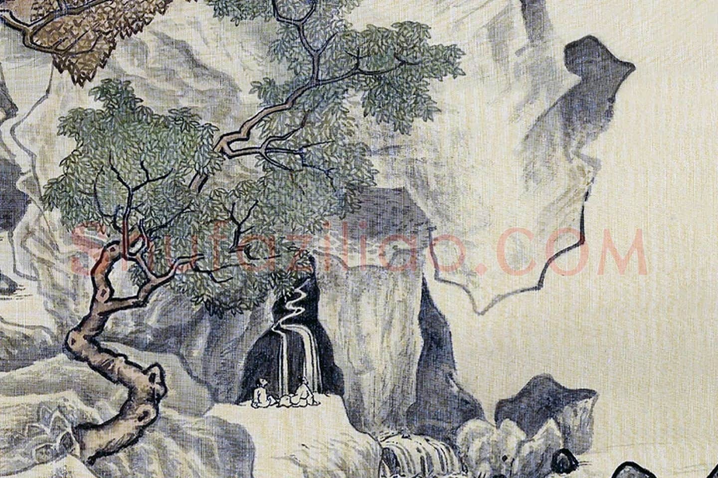 唐寅山水画《看泉听风图》局部 (3)