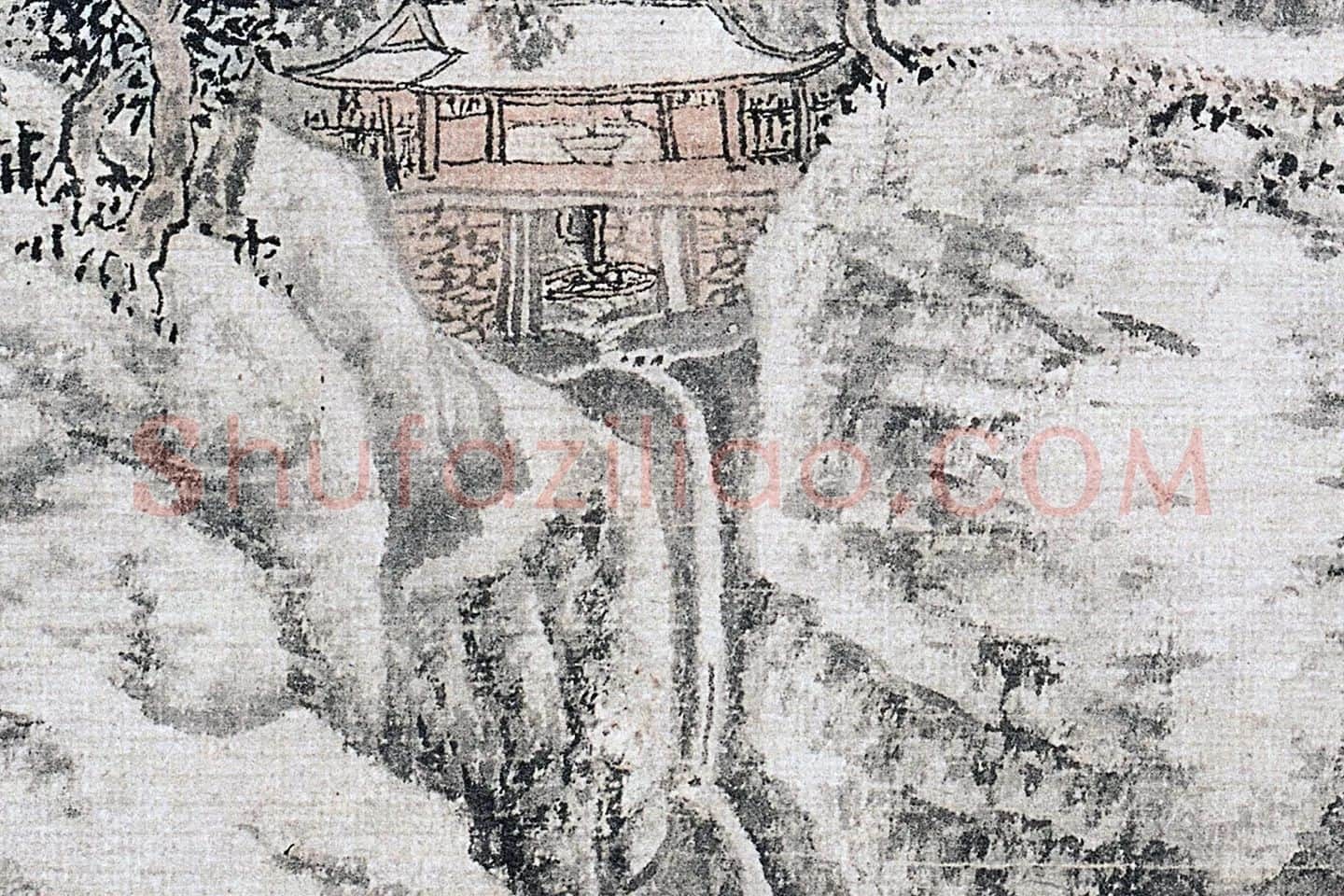 唐寅雪景山水《柴门掩雪图》局部 (3)