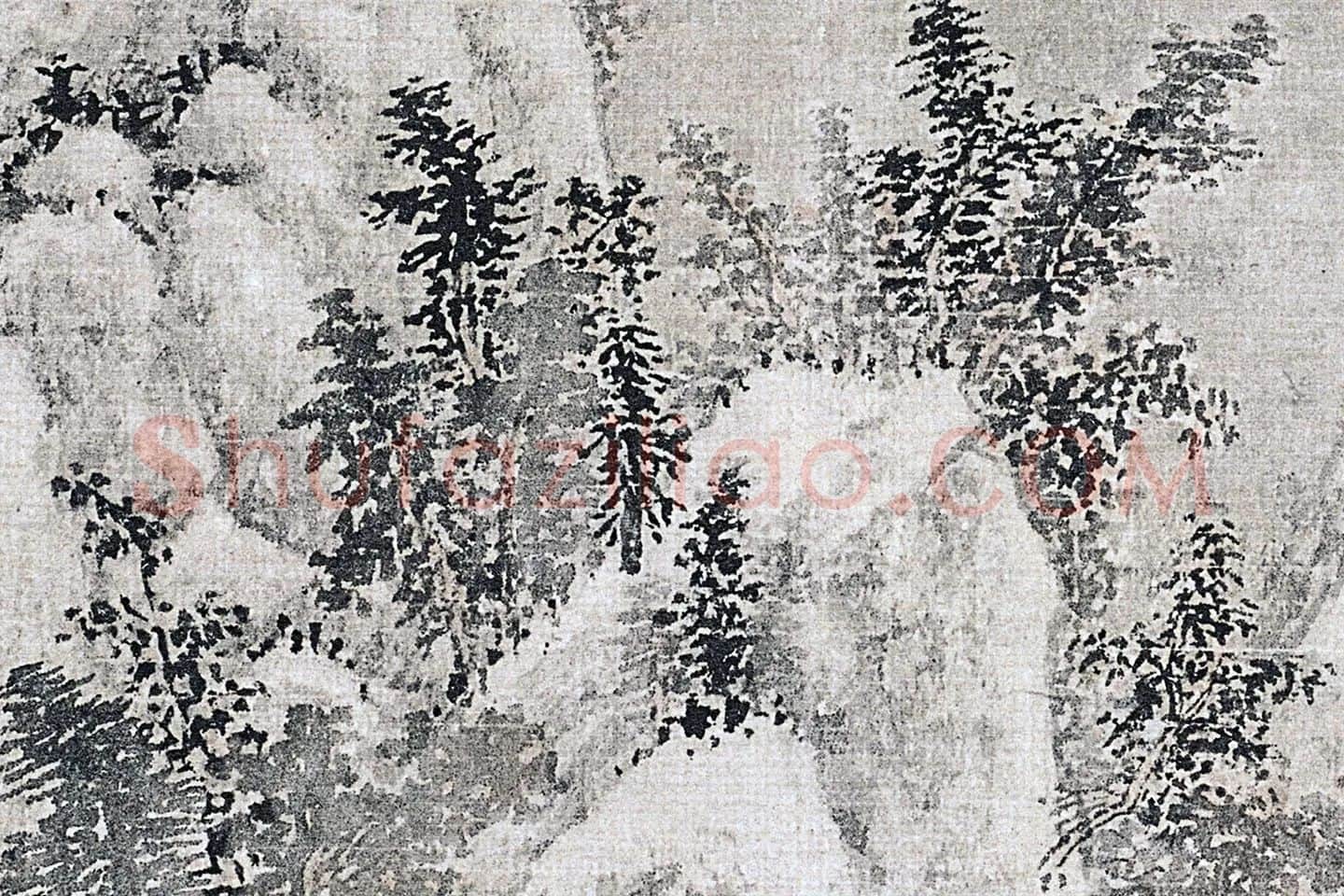 唐寅雪景山水《柴门掩雪图》局部 (4)
