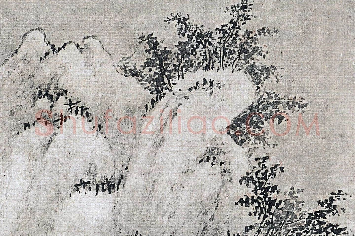 唐寅雪景山水《柴门掩雪图》局部 (5)