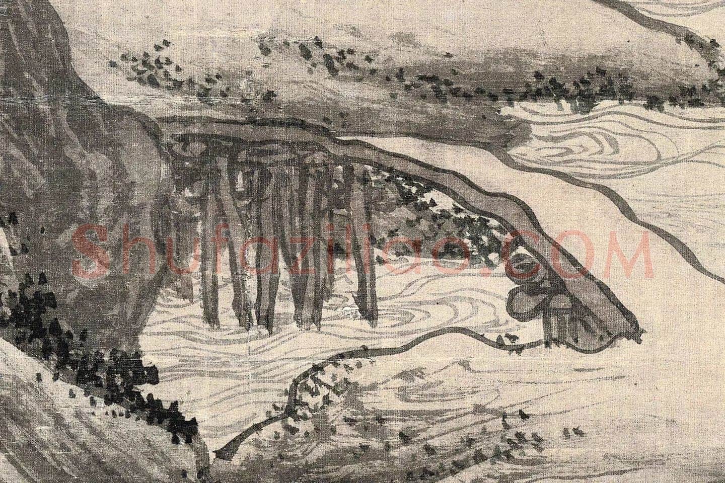 唐寅山水画《步溪图》高清局部-(2)