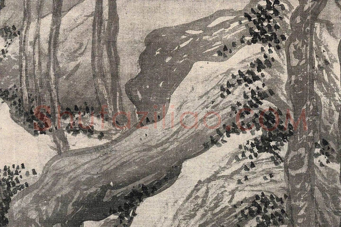 唐寅山水画《步溪图》高清局部-(4)