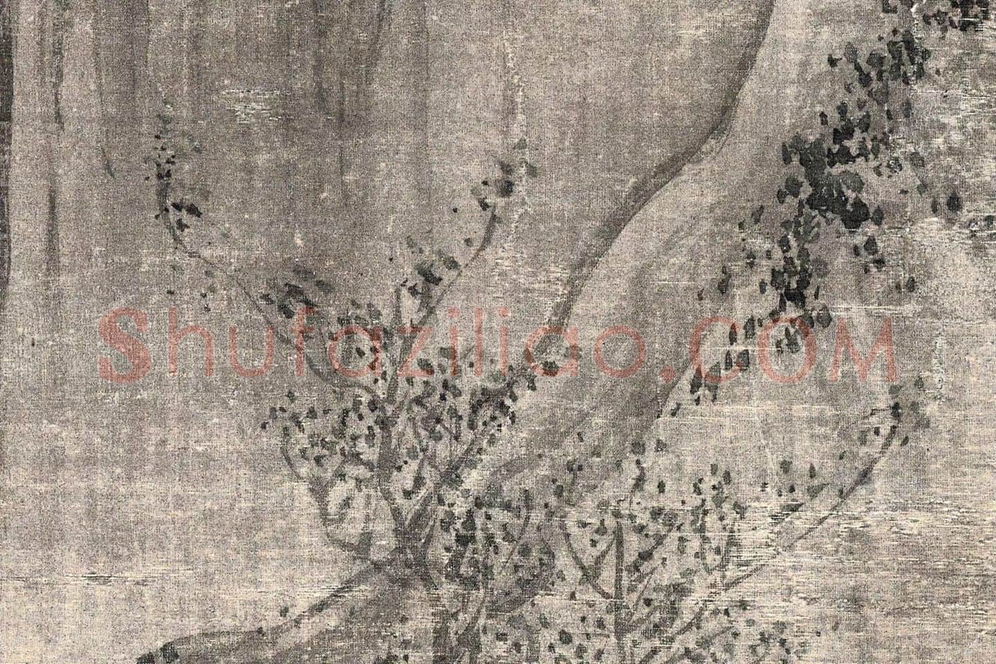 唐寅山水画《步溪图》高清局部-(8)