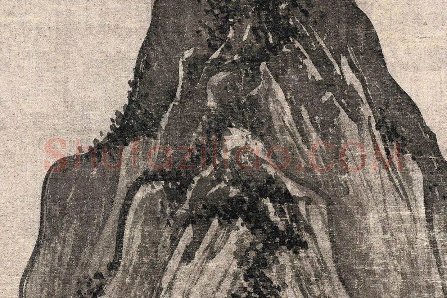 唐寅山水画《步溪图》高清局部-(10)