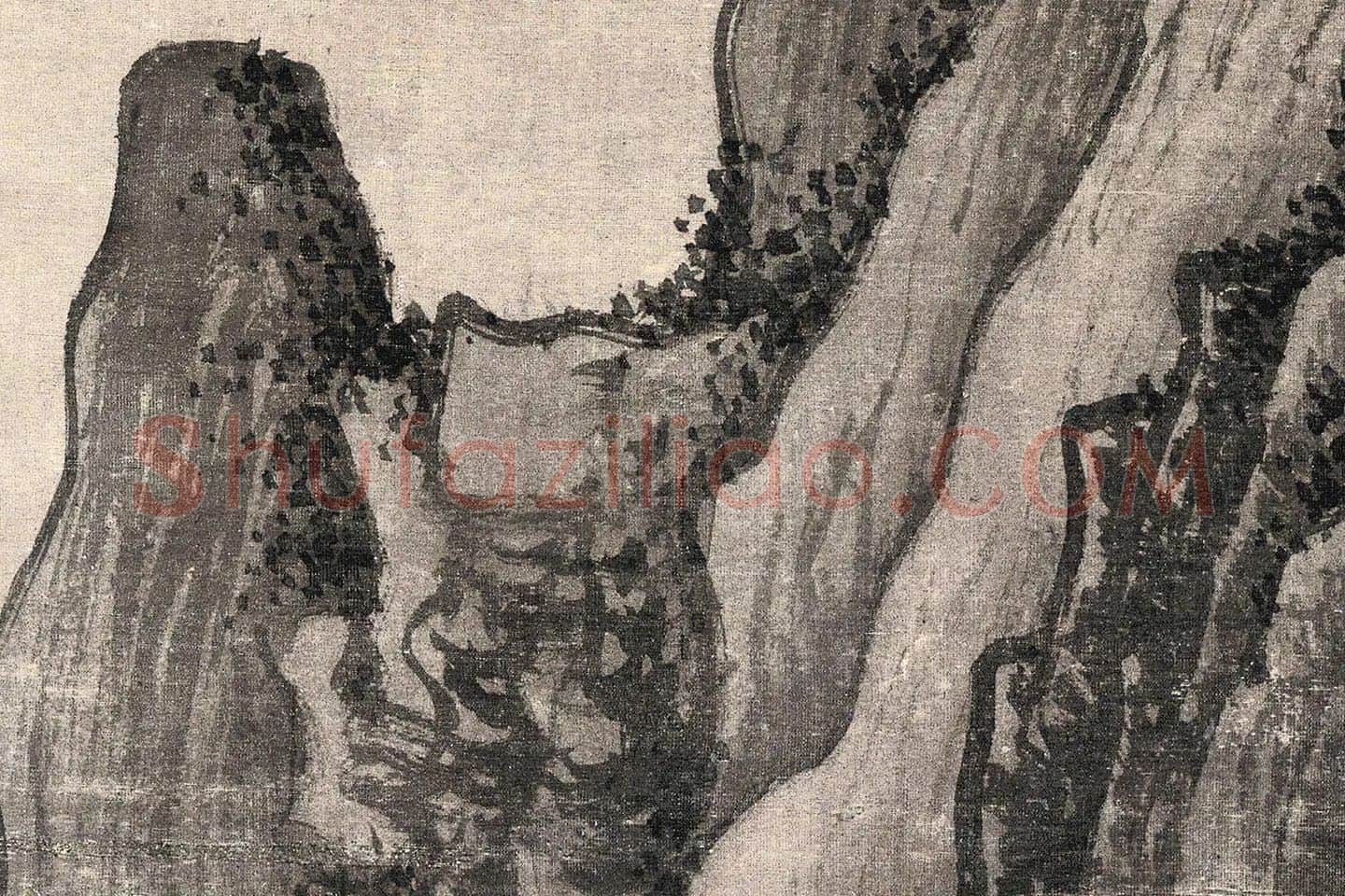 唐寅山水画《步溪图》高清局部-(11)