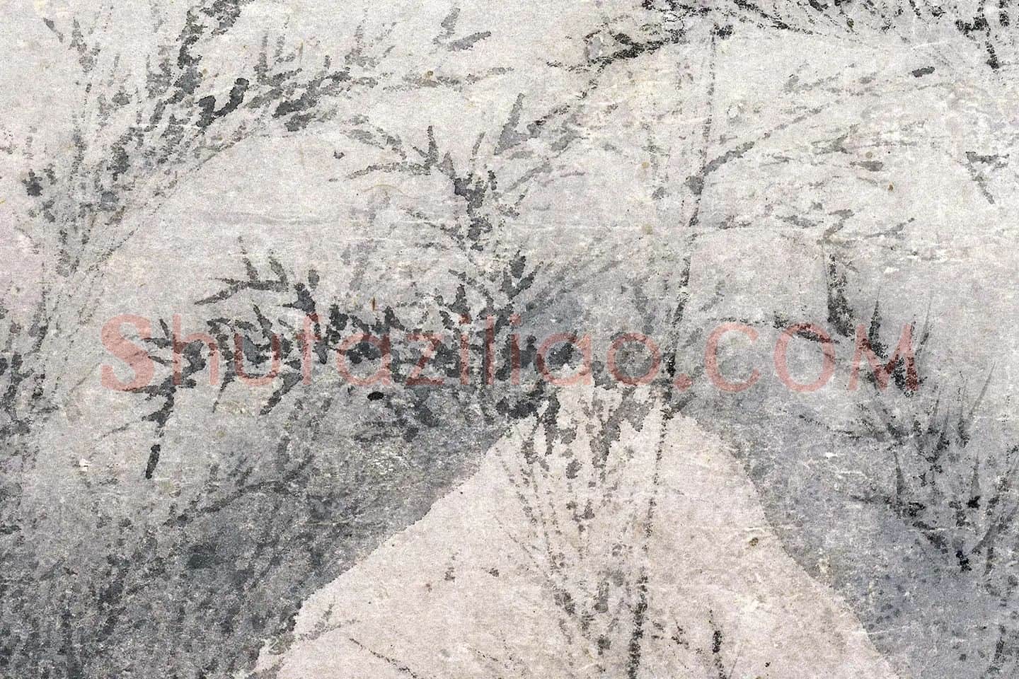 唐寅山水人物画《茅屋蒲团图》局部 (4)