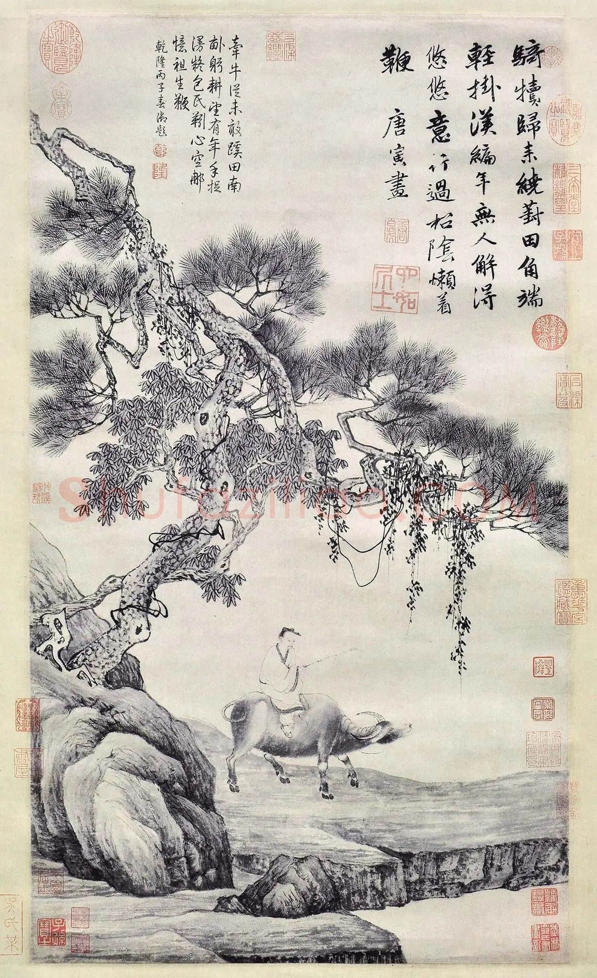 唐寅《葑田行犊图》轴