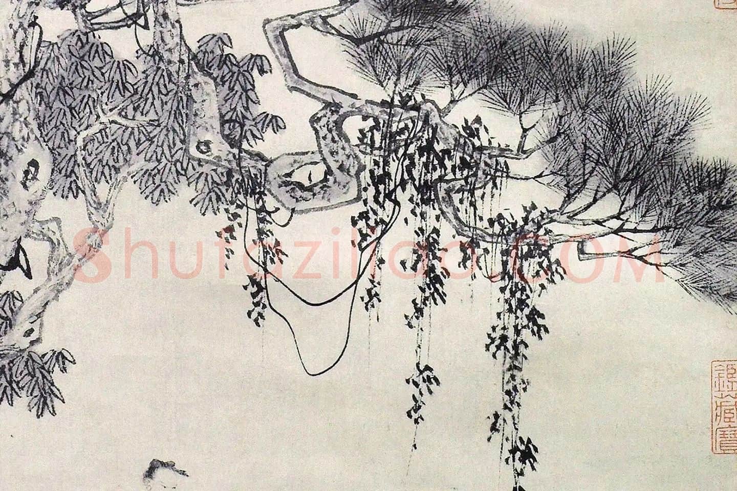 唐寅《葑田行犊图》局部 (2)