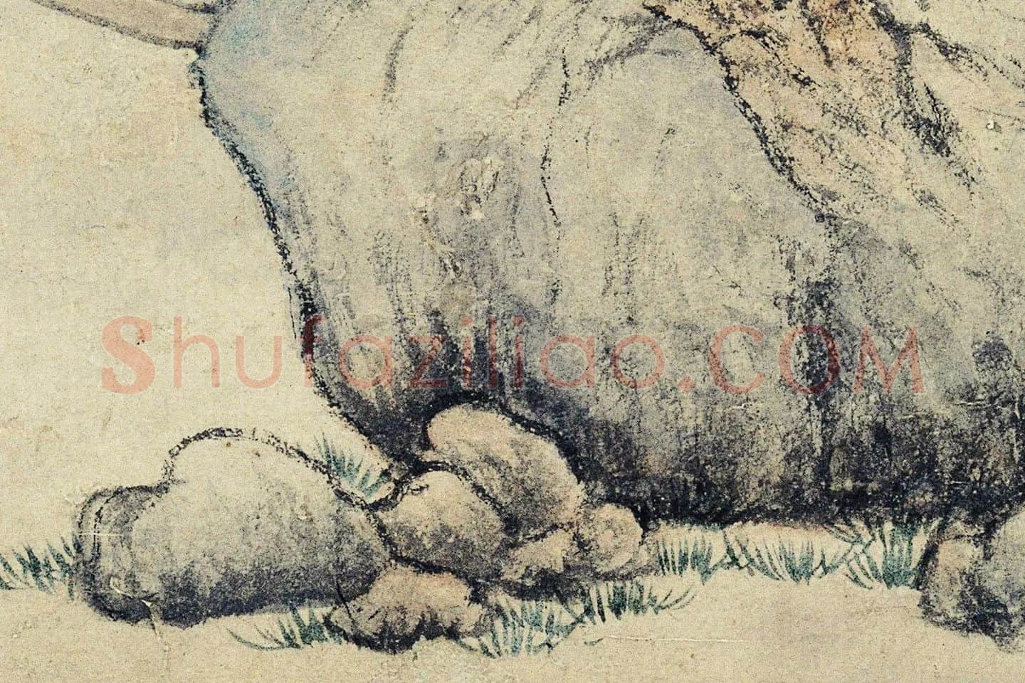 王蒙山水画《西郊草堂图》局部 (2)