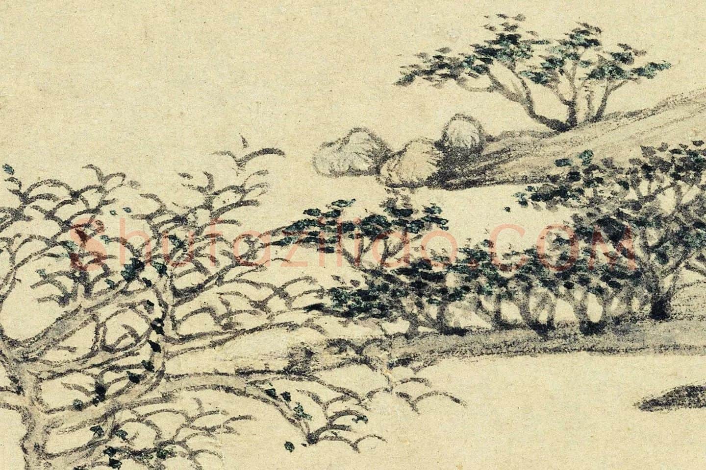 王蒙山水画《西郊草堂图》局部 (8)