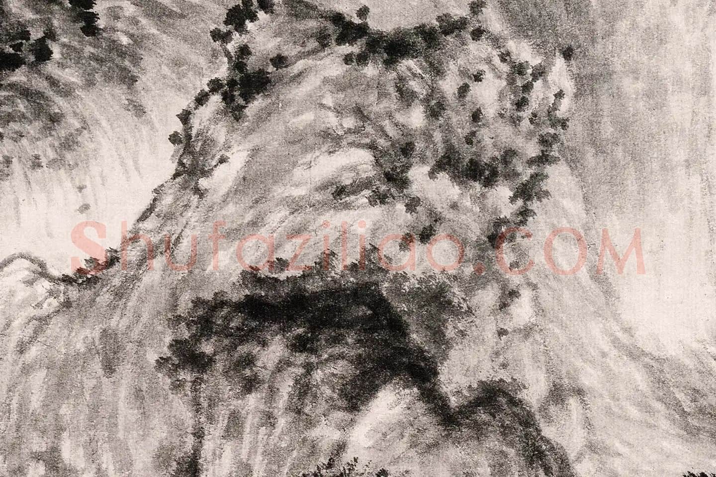 王蒙水墨山水画《青卞隐居图》局部 (3)