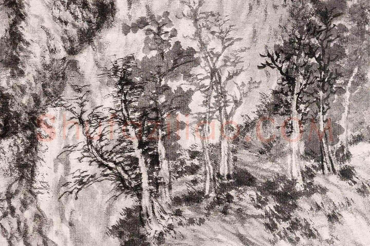 王蒙水墨山水画《青卞隐居图》局部 (8)