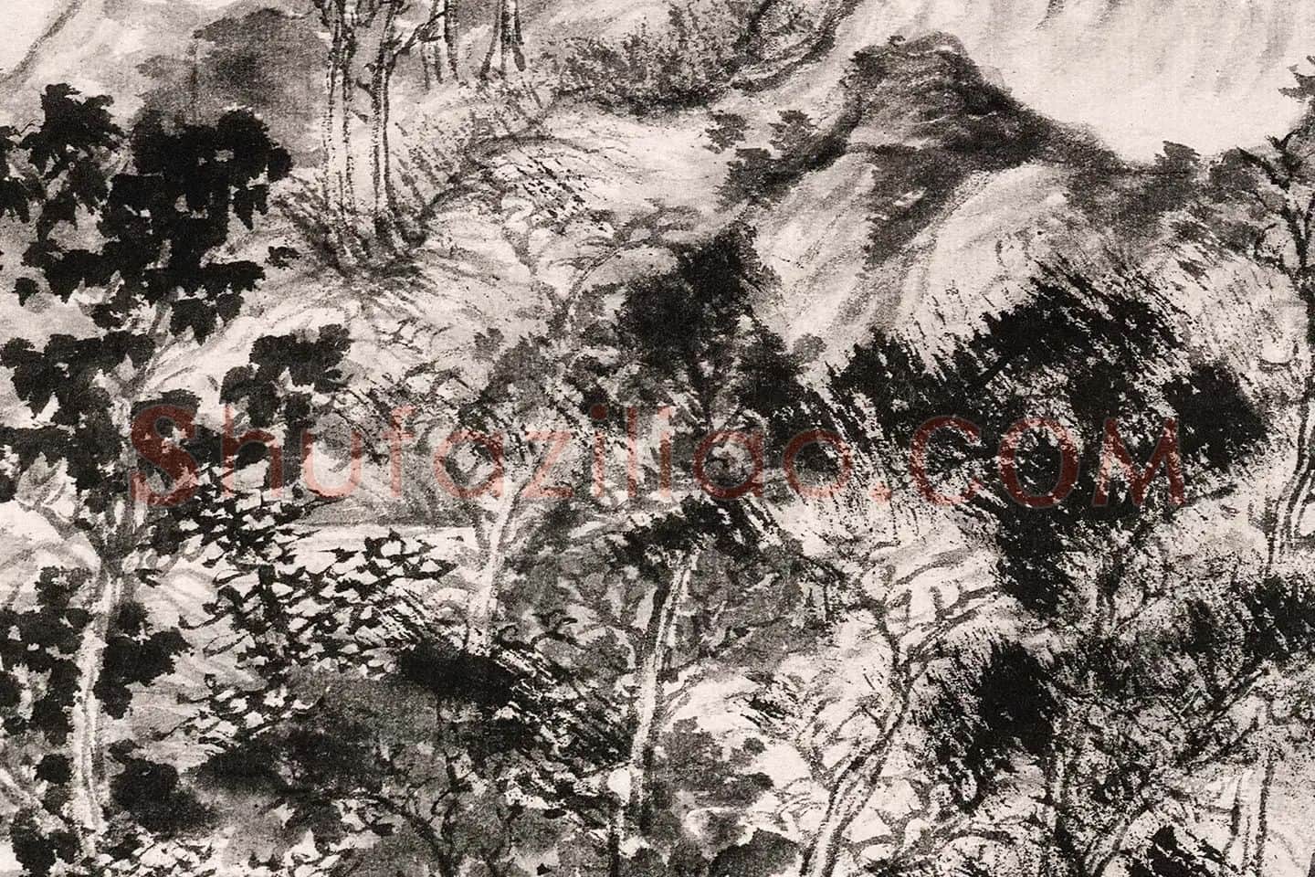 王蒙水墨山水画《青卞隐居图》局部 (9)
