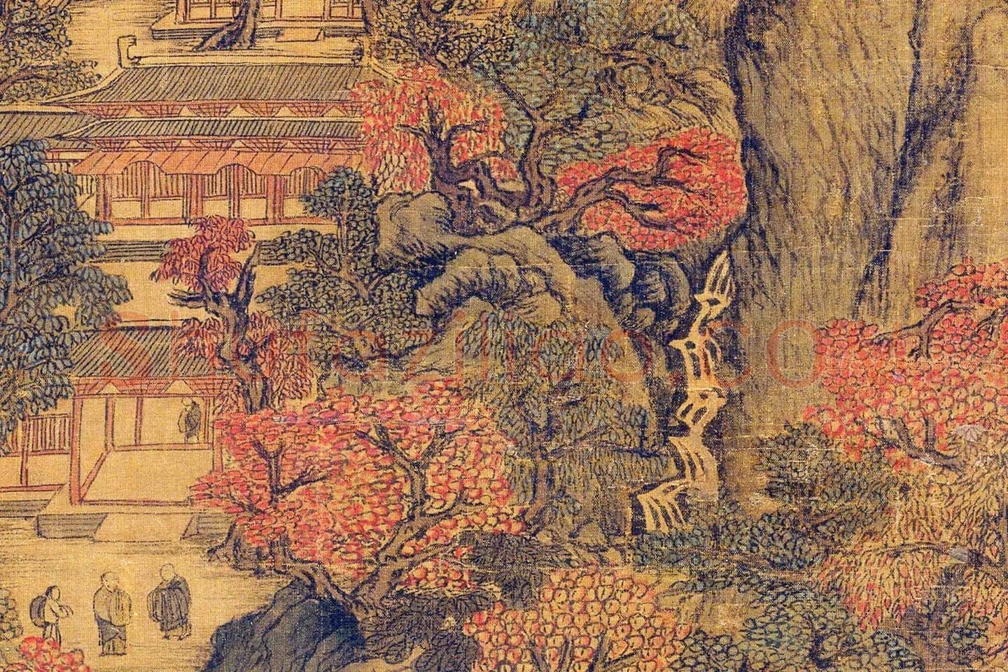 王蒙《关山萧寺图》局部 (4)