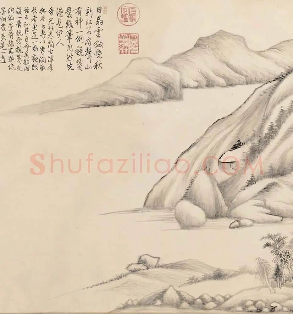 明-董其昌-仿黄子久江山秋霁图卷_07