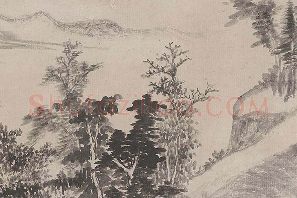 董其昌山水画《荆溪招隐图》局部 (1)