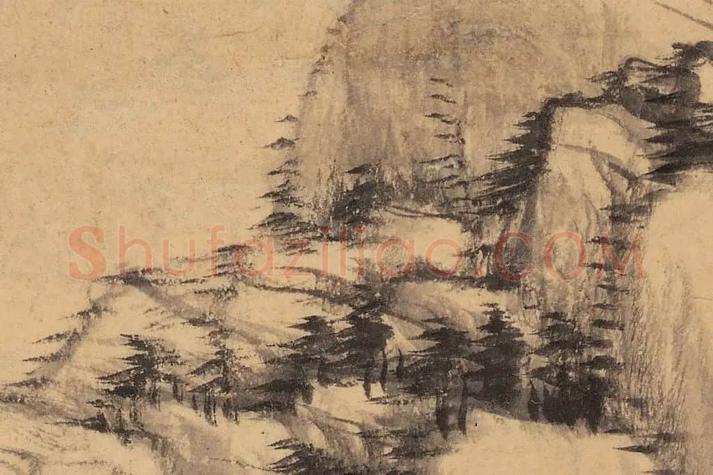 董其昌水墨山水《芳树遥峰图》局部 (2)